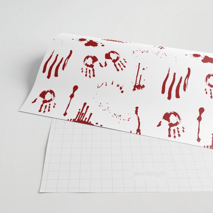 Halloween Bloody Handprints Pattern Wrapping Paper by Jo Rymell  | society6.com