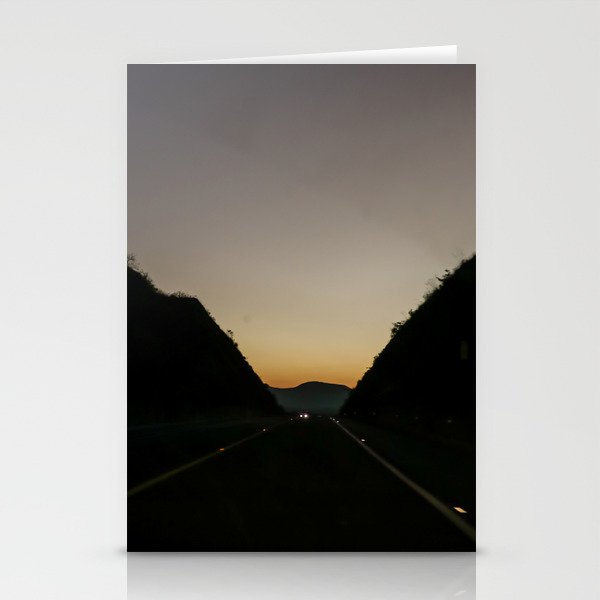 Mexico Photography - Road In The Dark Going Towards The Sunset Stationery Cards