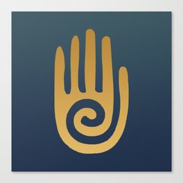 Spiral Hand Symbol - Golden on Dark Blue Background Canvas Print