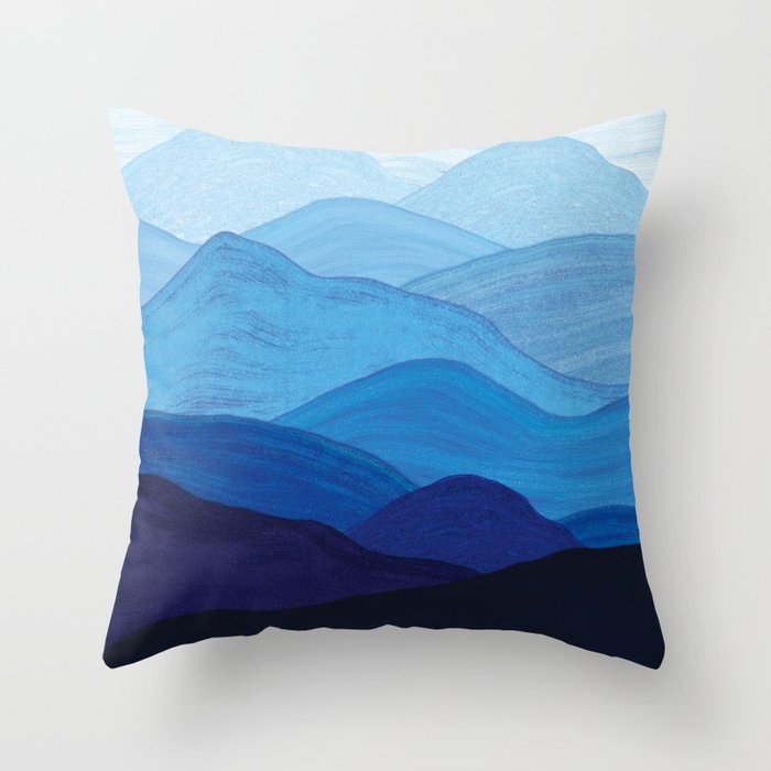 Ombre Mountain Landscape (blue) Throw Pillow