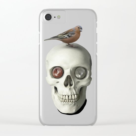 Skull & bird, watercolor Clear iPhone Case