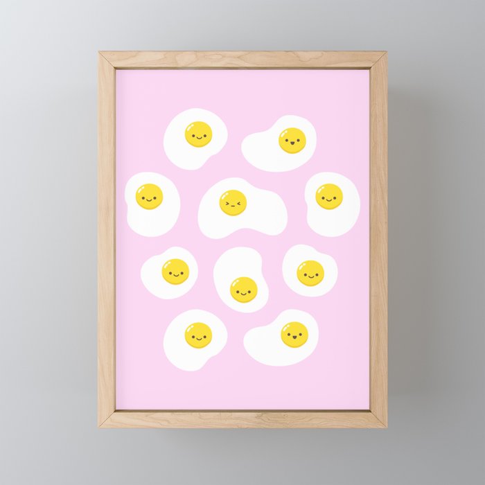 Cute Fried Eggs Pattern | Nikury Framed Mini Art Print