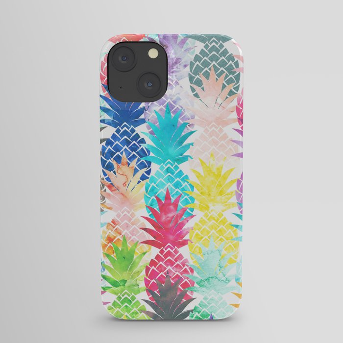 Hawaiian Pineapple Pattern Tropical Watercolor iPhone Case