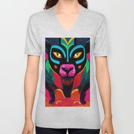 Mayan Panther V Neck T Shirt