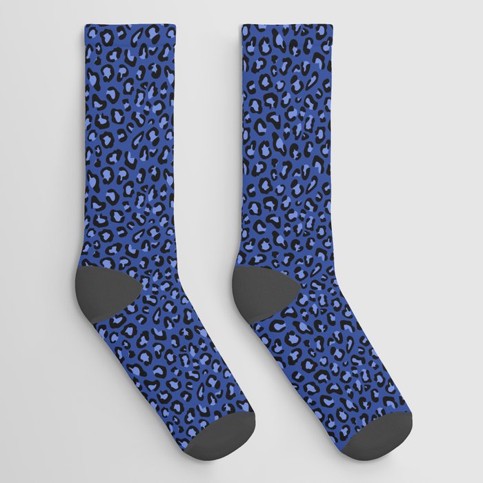 Leopard Print in Blues Socks