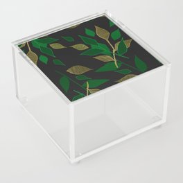 Green and Gold Leaf Foliage Acrylic Box