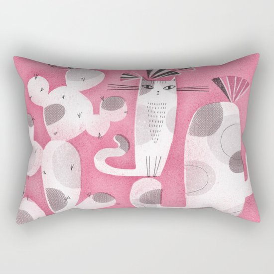 CAT & CACTUS Rectangular Pillow