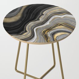 Black & Gold Agate Stone Side Table