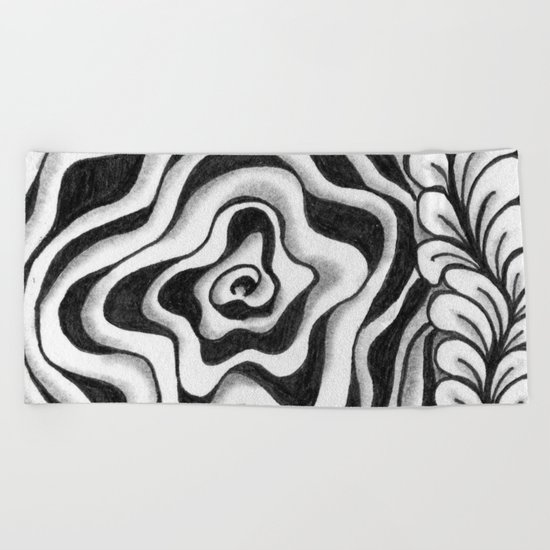 Doodled Rose & Vine Beach Towel
