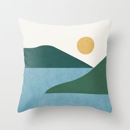 Sunny Lake - Abstract Landscape Throw Pillow
