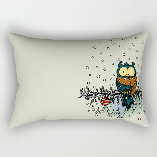 Owl in the snow v2 Rectangular Pillow