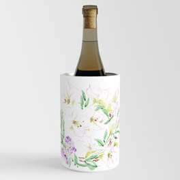 white lily flowers wreath watercolor Wine Chiller