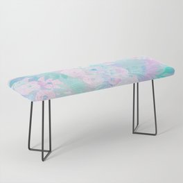 Pink teal lavender watercolor ombre floral Bench