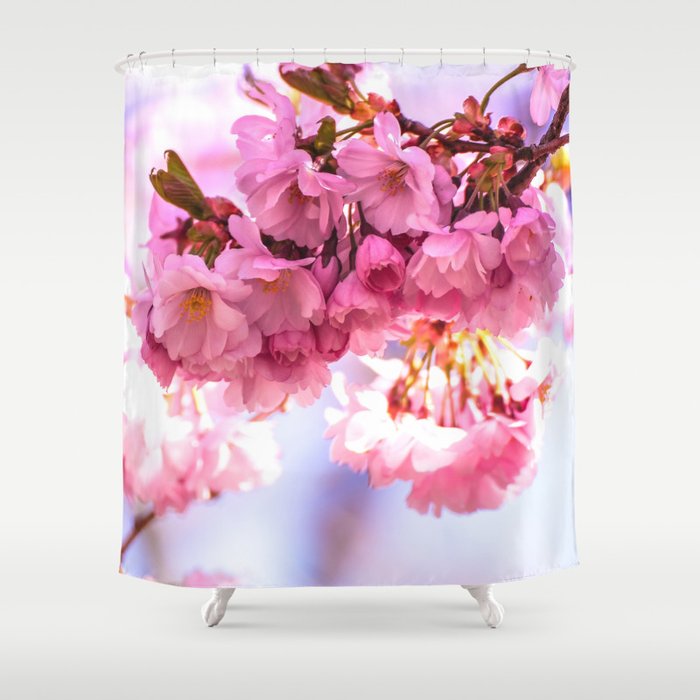 Pink Japanese Cherry Blossom Sakura Shower Curtain