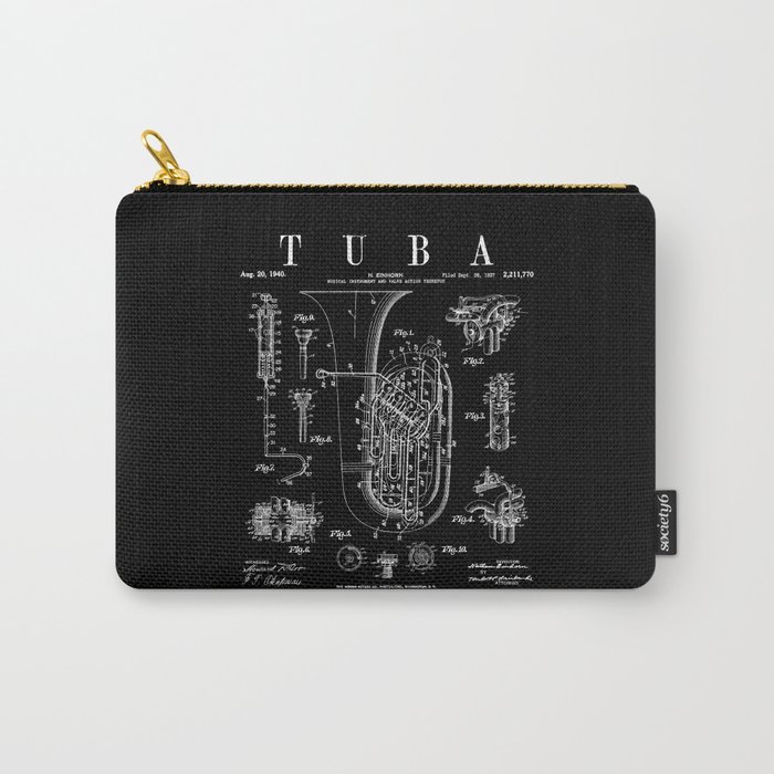 Tuba Vintage Patent Tubaist Tubist Drawing Print Carry-All Pouch