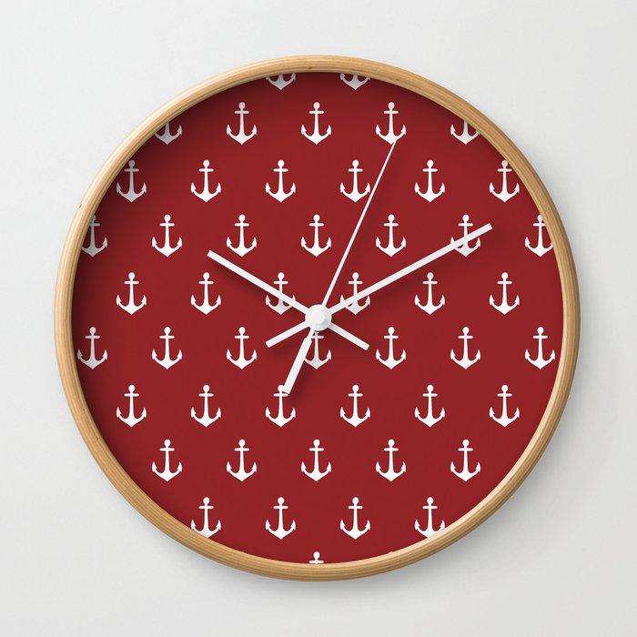 Maritime Nautical Red And White Anchor Pattern Medium Size