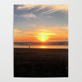 WALKING ON THE BEACH AT SUNSET Poster