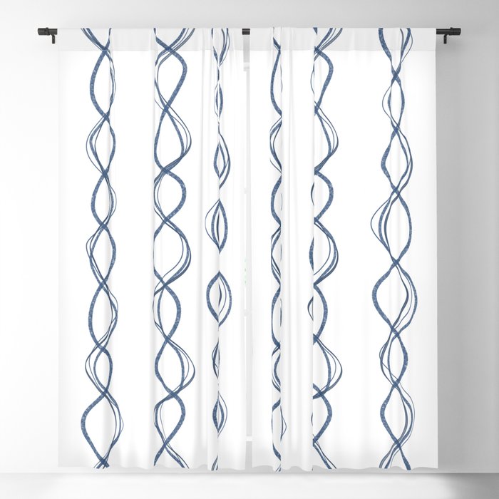 Blue On White Waves Simple Pattern, Blackout Curtains Blue Pattern