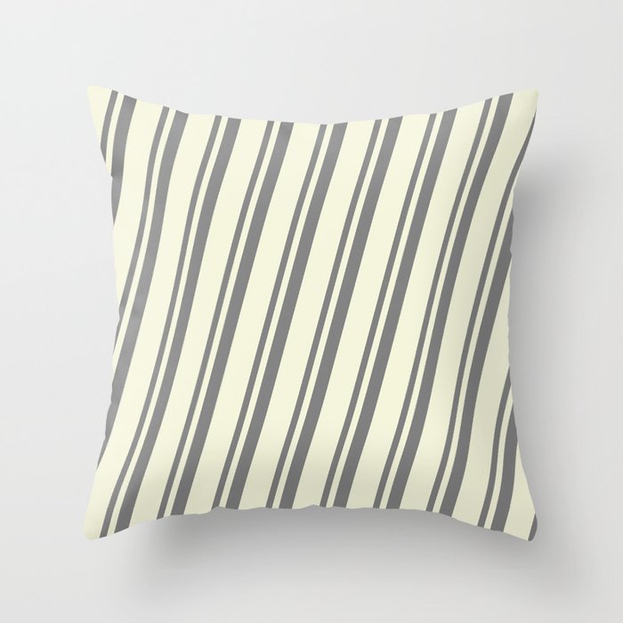Gray & Beige Colored Lines/Stripes Pattern Throw Pillow