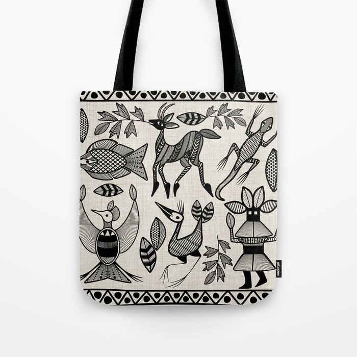 African Senufo Korhogo Tribal Ethnic Art Seamless Pattern Tote Bag