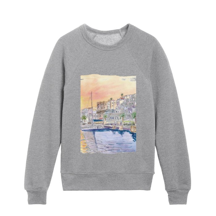 Naxos Romantic Greek Sunset at Harbour Waterfront  Kids Crewneck