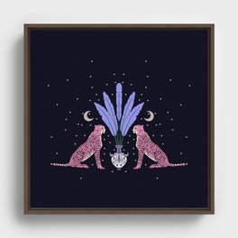 Pink cheetah in starry night Framed Canvas