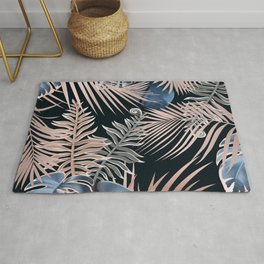 Lush Jungle Pink Blue and Grey Area & Throw Rug