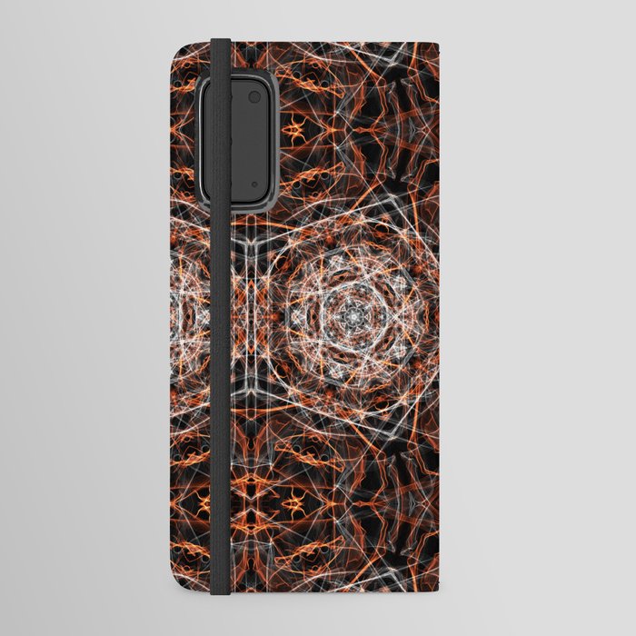 Liquid Light Series 56 ~ Orange & Grey Abstract Fractal Pattern Android Wallet Case