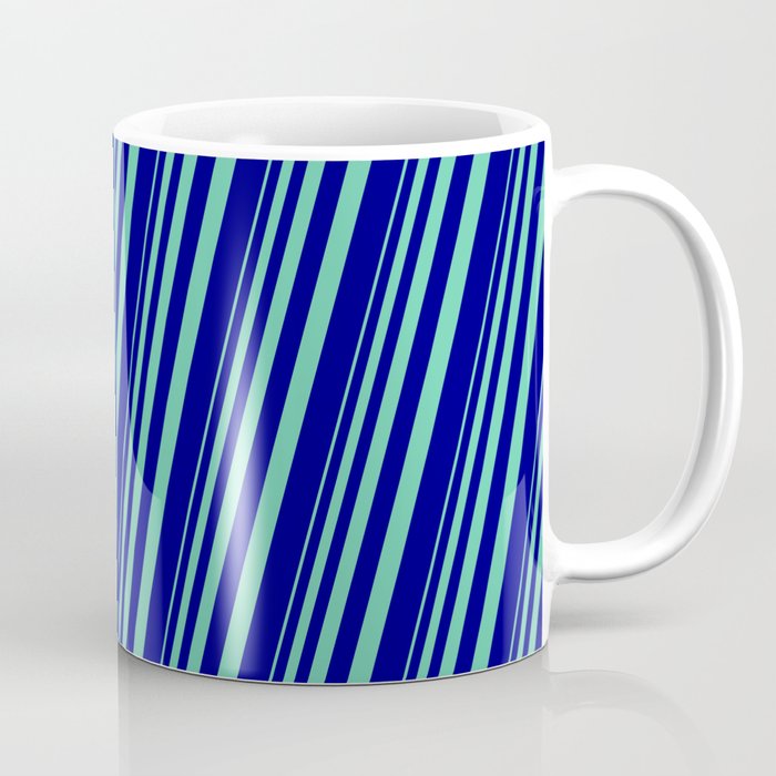 Aquamarine and Blue Colored Stripes/Lines Pattern Coffee Mug