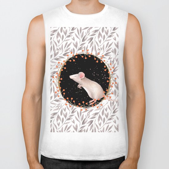 Beautiful nosey Mouse with flower backround- Animal- child - mice- flowers Biker Tank