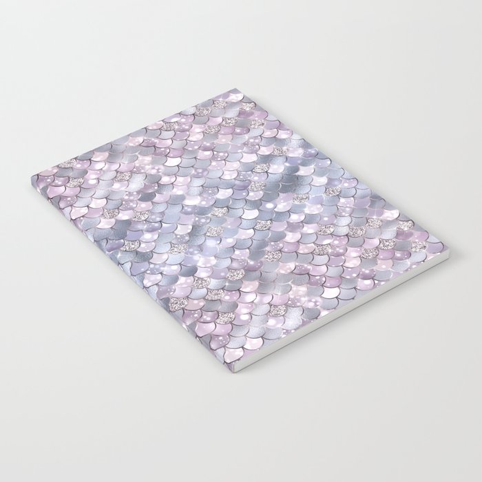 Lilac Mermaid Pattern Metallic Glitter Notebook