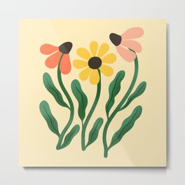 Brown Eyed Susans Flower Market Metal Print | Summer, Orange, Floral, Meadow, Wildflower, Yellow, Curated, Bright, Painting, Midcentury 