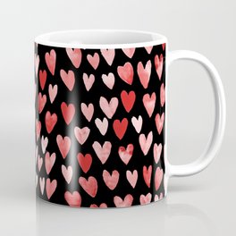 Watercolor Hearts pattern black red and pink minimal valentines day perfect gift for love Coffee Mug | Illustration, Hearts, Pattern, Watercolor, Painting, Heart, Valentines, Redandblack, Lovepattern, Valentine 