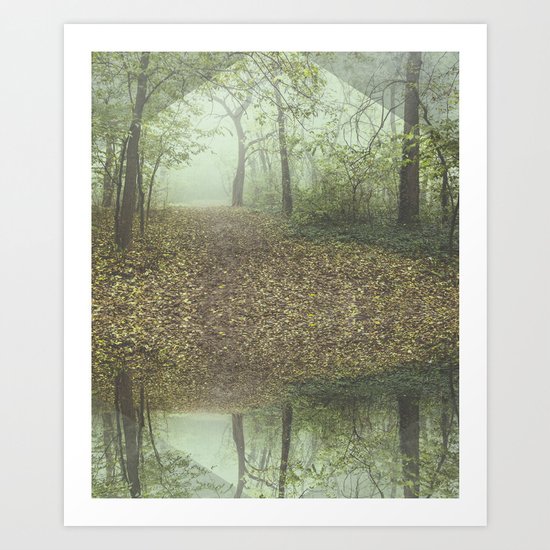 Walk in the Surreal Misty Forest Art Print