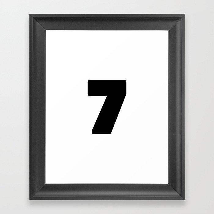7 (Black & White Number) Framed Art Print