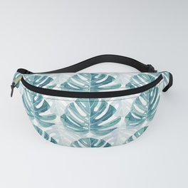 Monstera leaves Jungle leaves Turquoise Tropical Leaves Fanny Pack