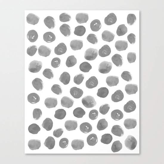 Grayson - grey and white modern brushstroke monochromatic dots abstract painting design hipster art Canvas Print