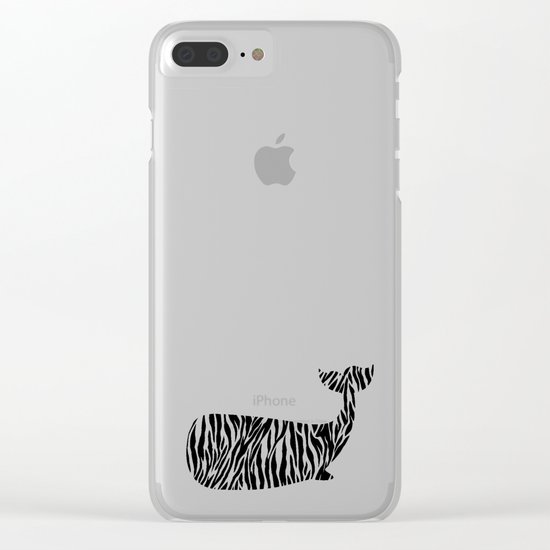 Whale with zebra print Clear iPhone Case