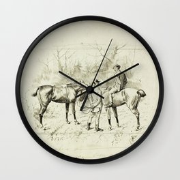 Unknown Artist - Two Riders Resting With Their Horses (19th century) Wall Clock