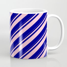 [ Thumbnail: Pink & Blue Colored Striped Pattern Coffee Mug ]