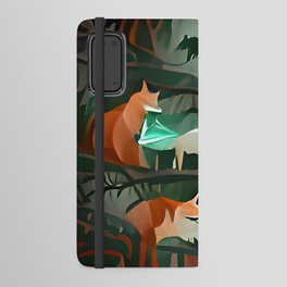Fox and Wolf Hunt in Forest at Night Android Wallet Case