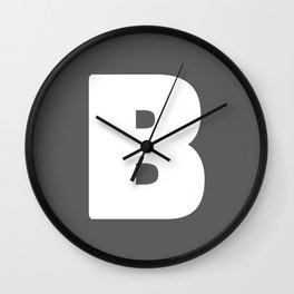 B (White & Grey Letter) Wall Clock