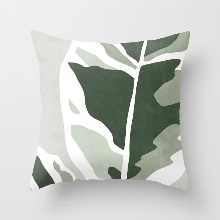 Abstract Rubber Plant Throw Pillow