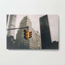 Manhattan traffic lights Metal Print | Downtown, Usa, 432Parkave, Manhattan, Newyorkcity, Skyscraper, Black And White, Trafficlights, Colorgrading, Centalparksouth 