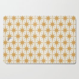 Midcentury Modern Atomic Starburst Pattern in Cream and Muted Mustard Gold Cutting Board