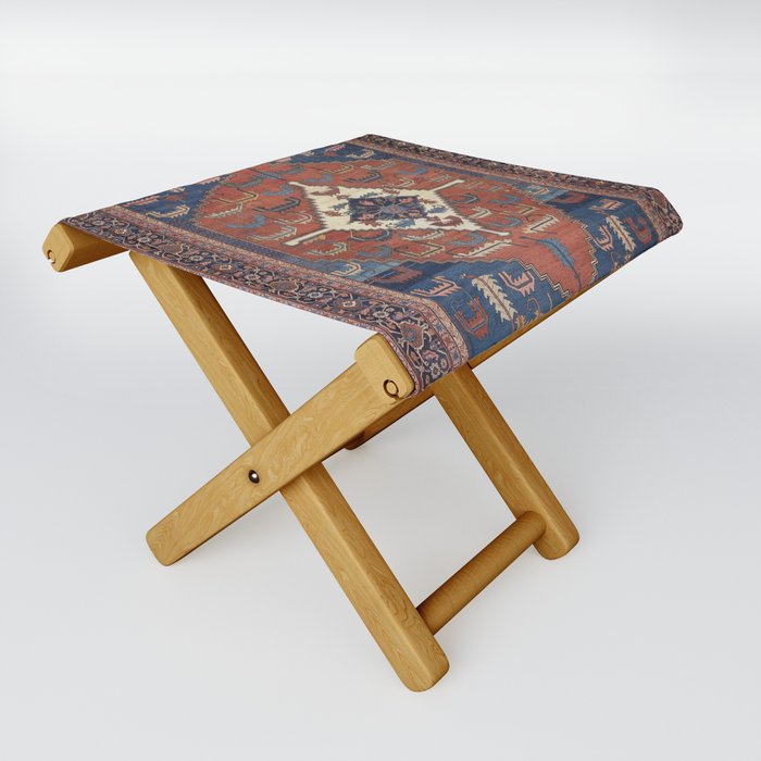 Antique Persian Rug Print, Vintage Backshaiesh Kilim Carpet Print Folding Stool