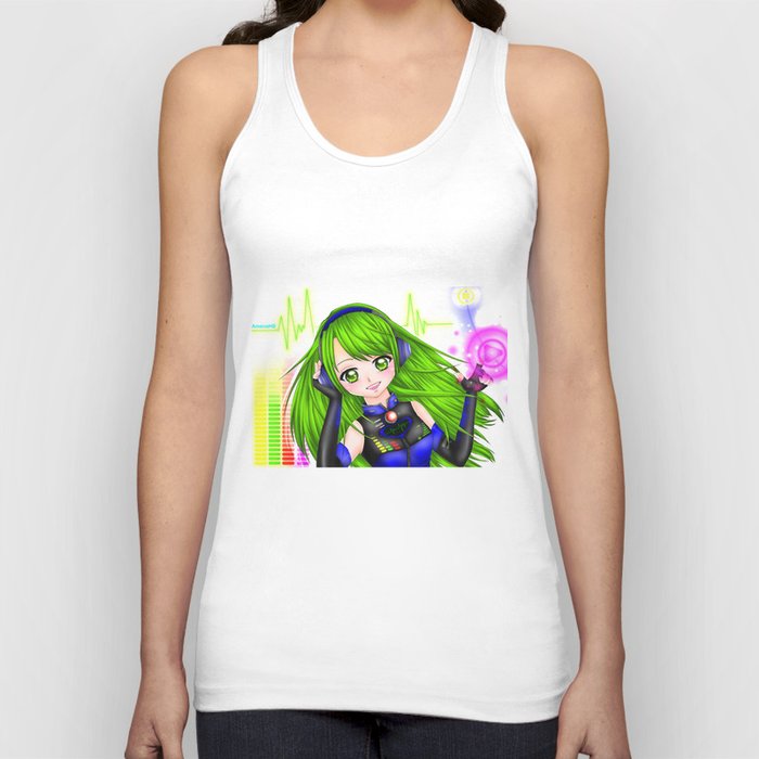 Press the Play Button - Anime Girl with Headphones Tank Top