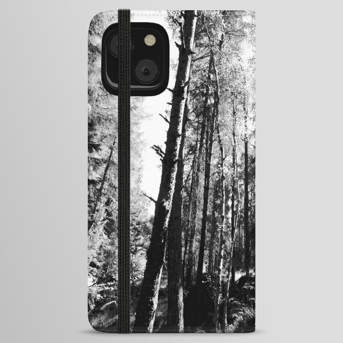 Summer Light Along a Scottish Highlands Walk in Black and White  iPhone Wallet Case