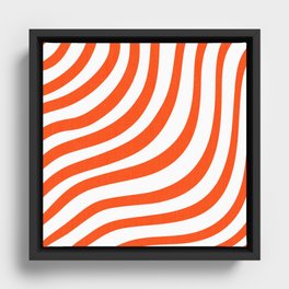 Red and White Stripes Framed Canvas