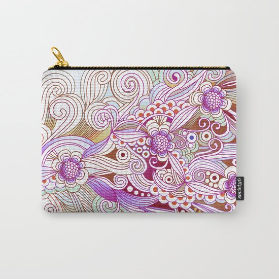 zentangle inspired Flower fire doodle, purple colorway Carry-All Pouch